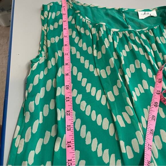 Milly Green Tan Abstract Dotted Stripe Silk Top *Small - Picture 9 of 10